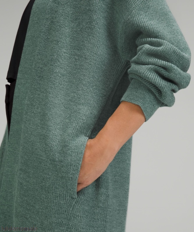 Lululemon Damen DELULU481 | Lululemon Deutschland Gerippter Langer Wickelpullover Aus Gerippter Merinowollmischung In Tidewater Teal